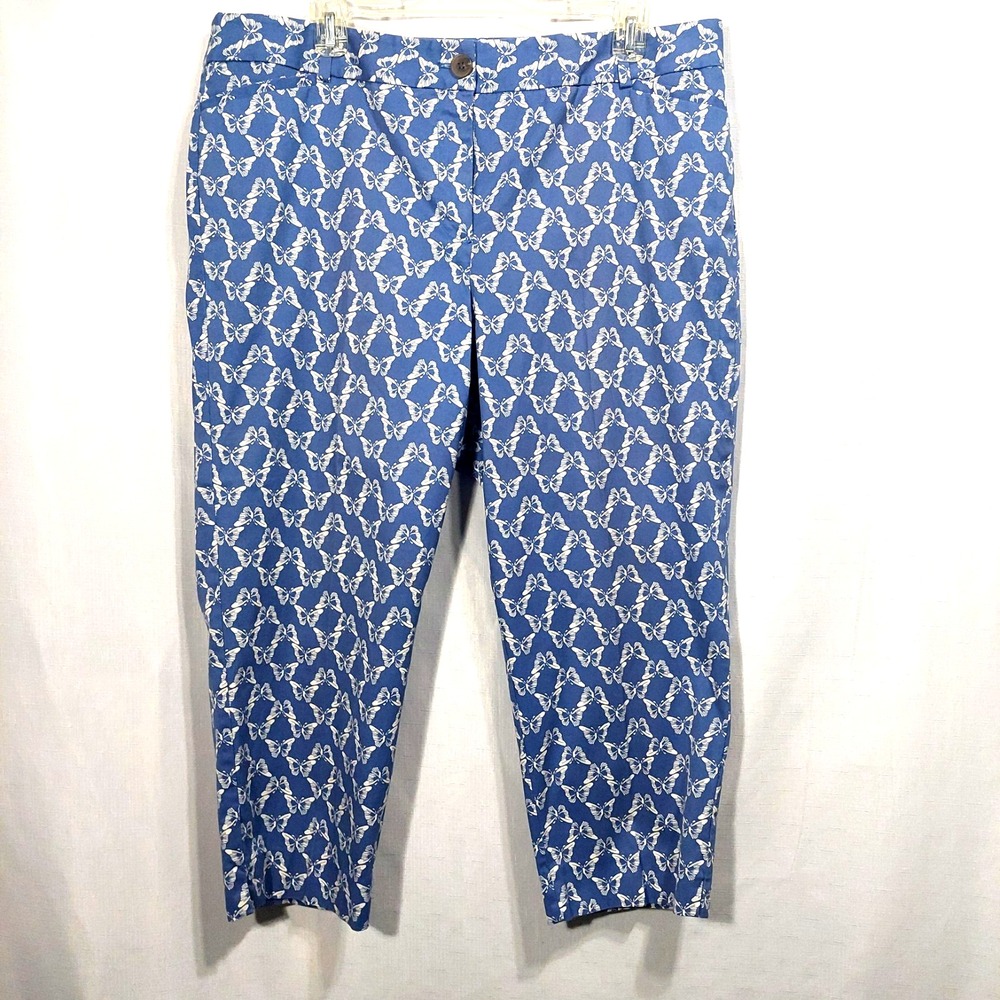 Talbots The Perfect Crop Womens 16 Petite Crop Pants Butterfly Design Zip Button